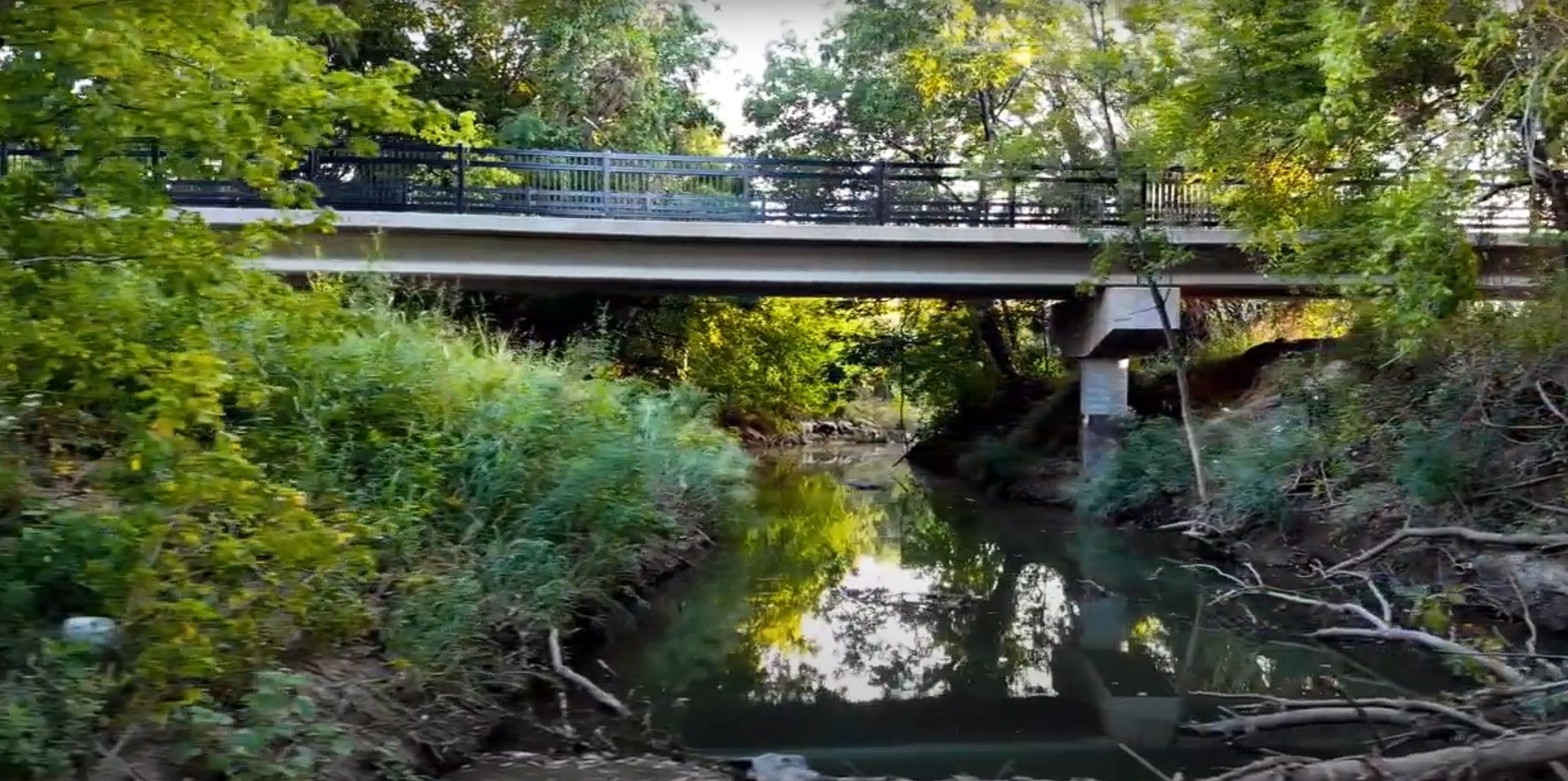 Creek with Campion Trails over it in Irving, TX