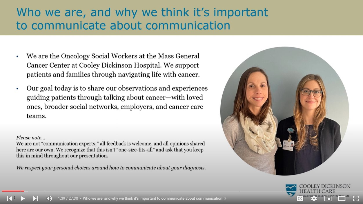 Talking About Cancer, An Oncology Social Worker’s Perspective