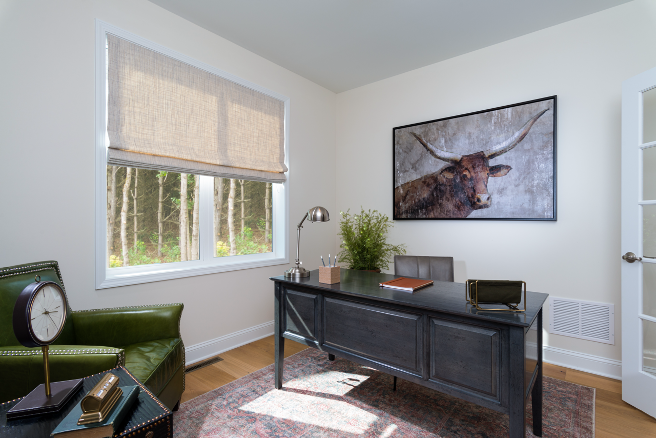 Cypress Ranch - Study featuring French doors with transom above
