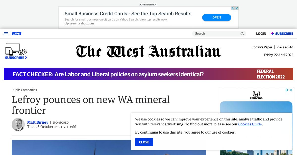 Lefroy pounces on new WA mineral frontier