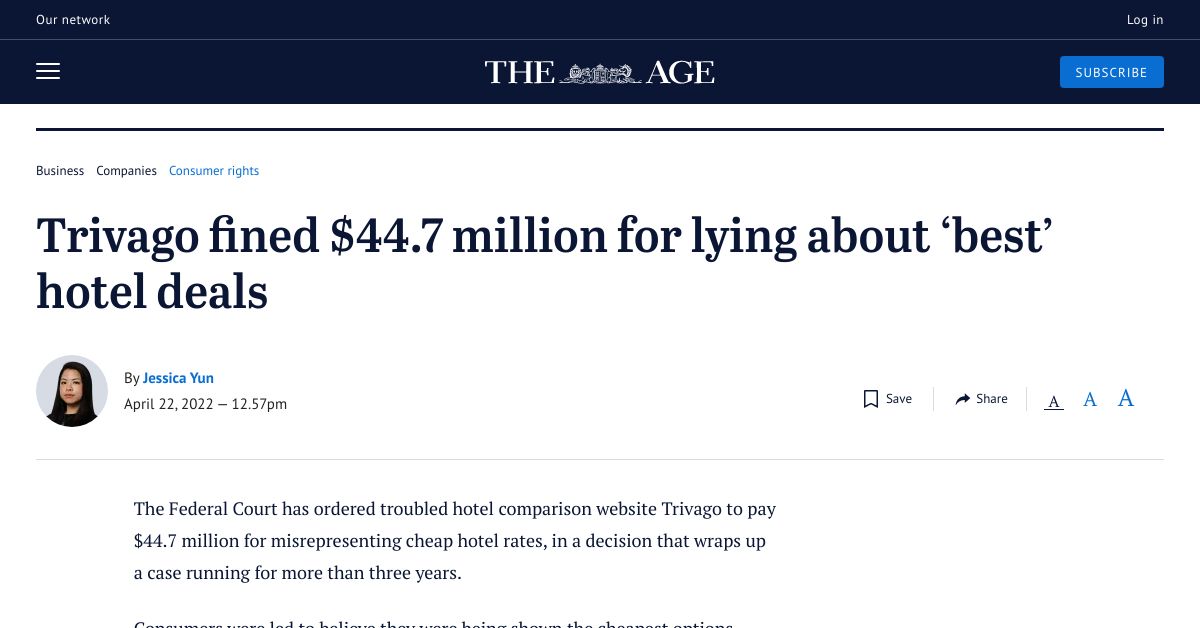 Trivago fined $44.7 million for lying about ‘best’ hotel deals