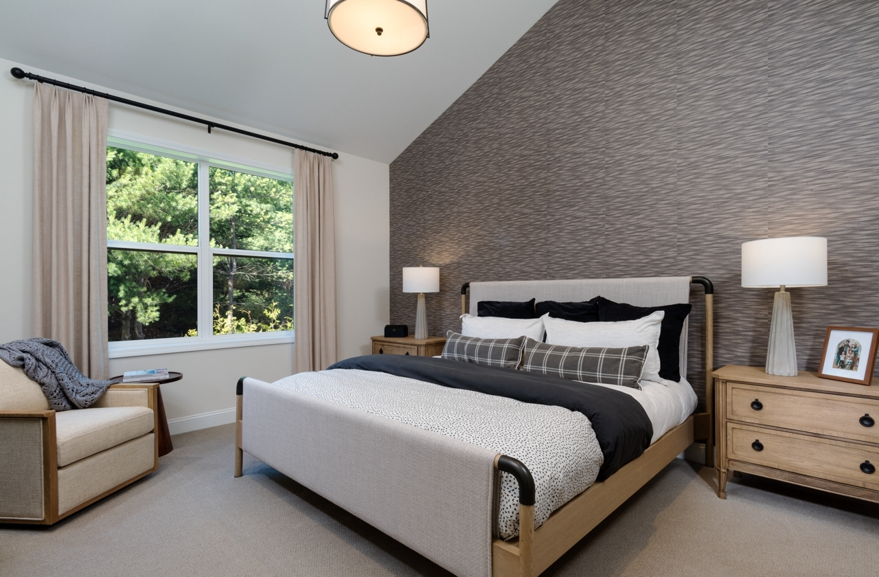 Cypress Ranch - Primary bedroom featuring a cathedral ceiling