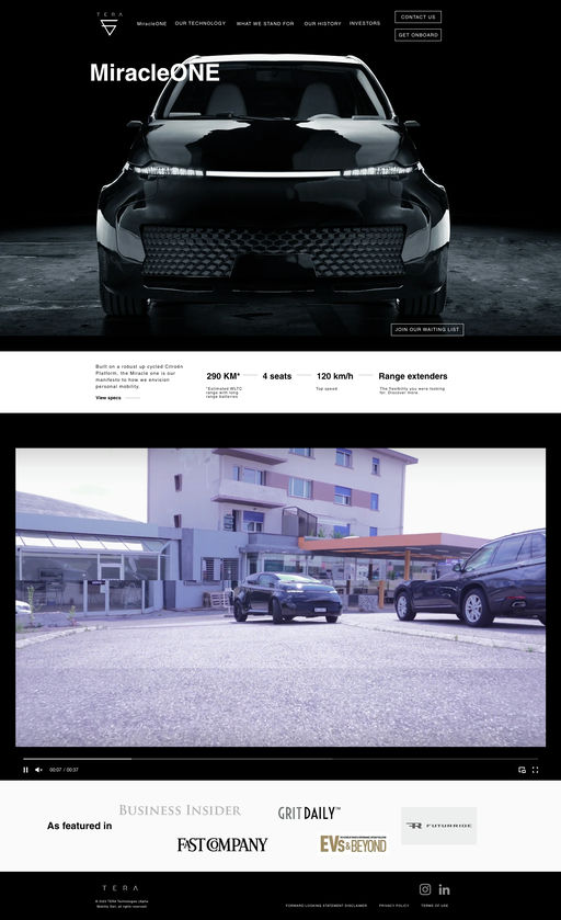 Screenshot from website top part