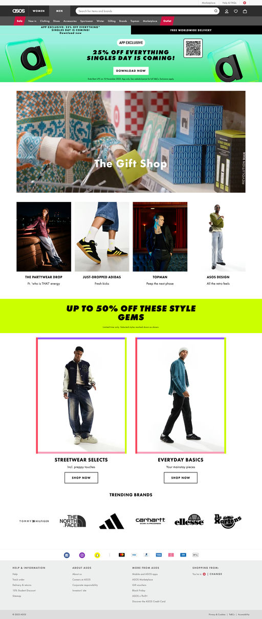 Screenshot from website top part