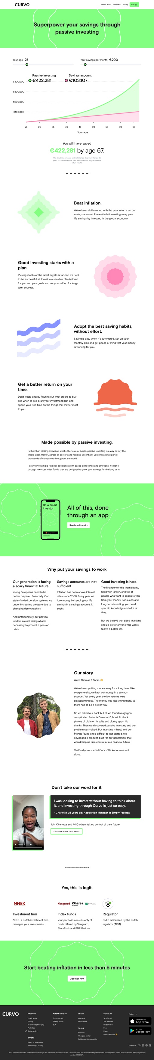 Screenshot from website top part