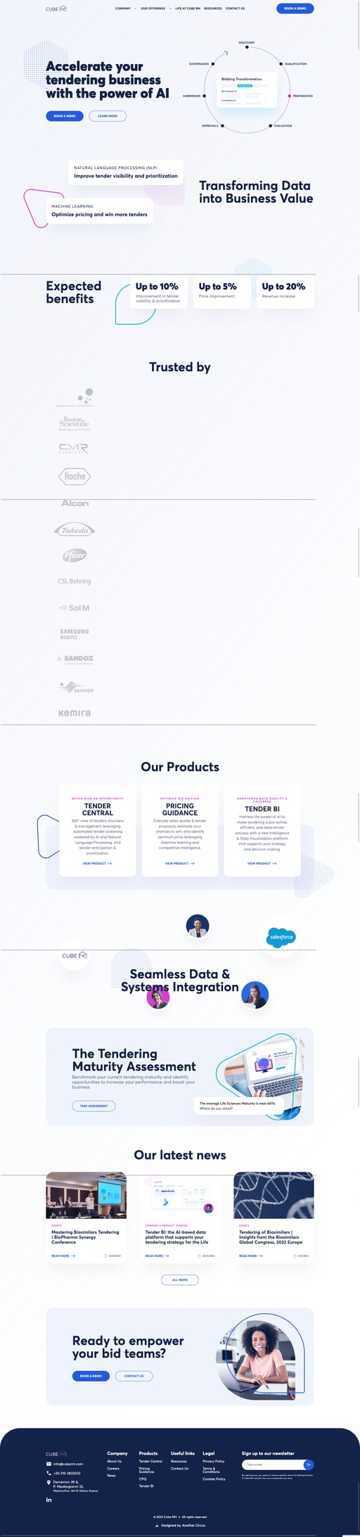 Screenshot from website top part