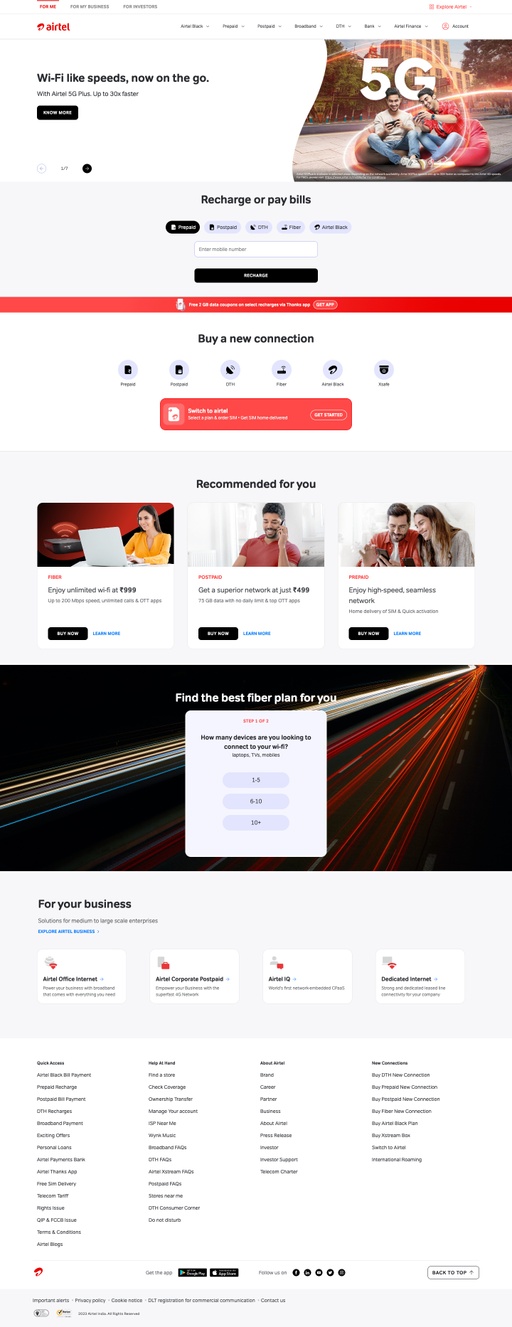 Screenshot from website top part