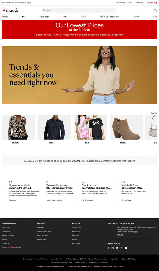 Screenshot from website top part