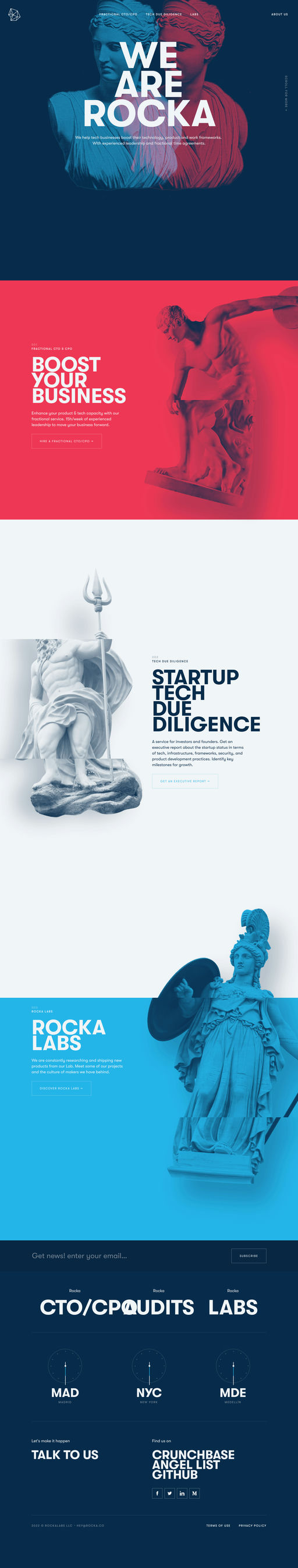 Screenshot from website top part