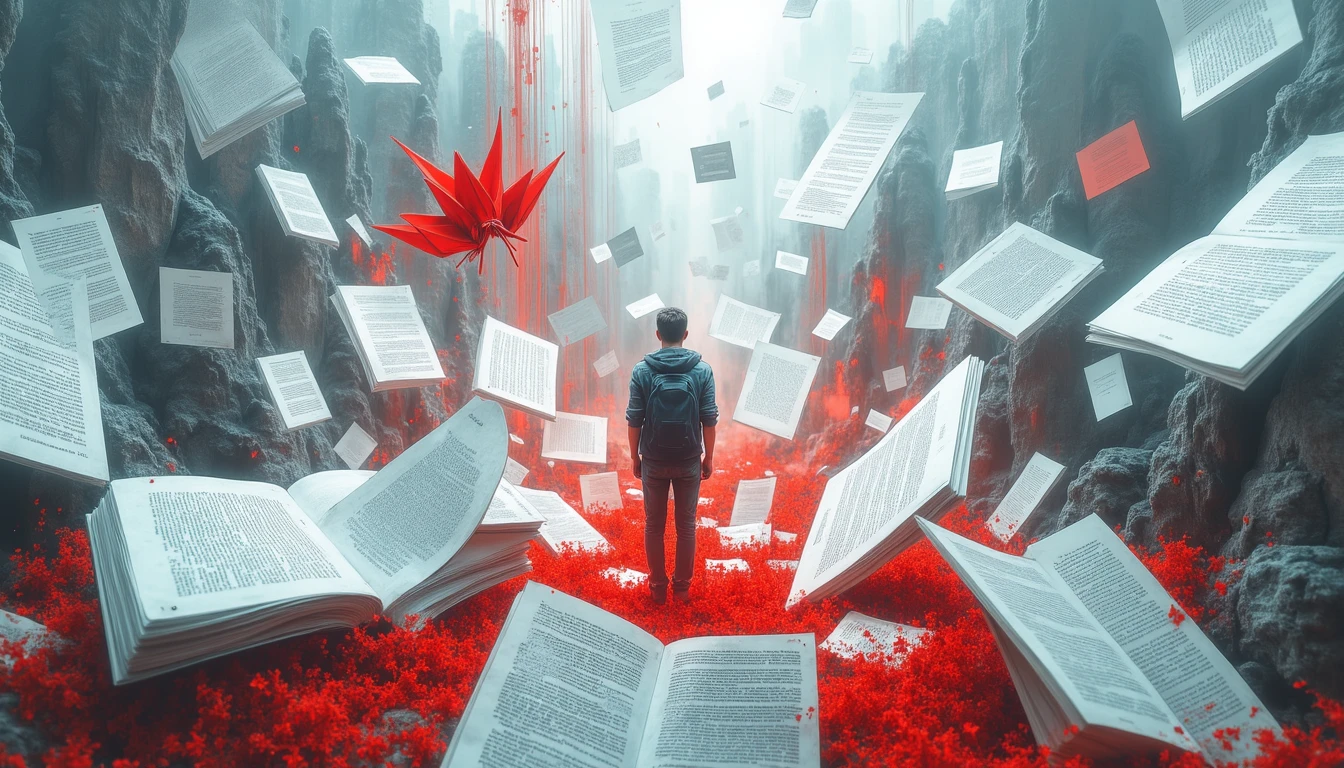 Dynamic pages transforming, writer connected by creative energy