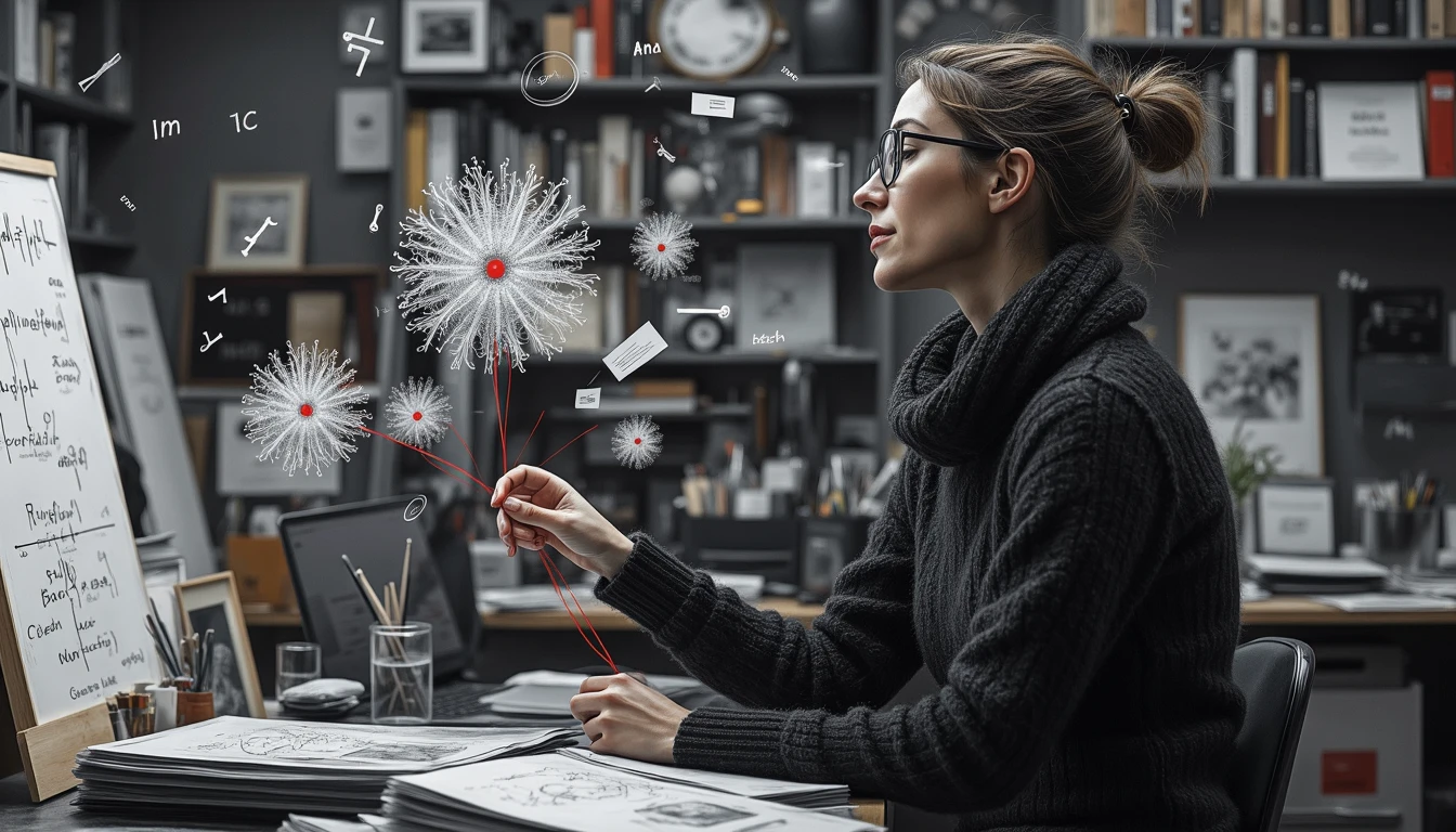 Researcher orchestrating complex AI research concepts