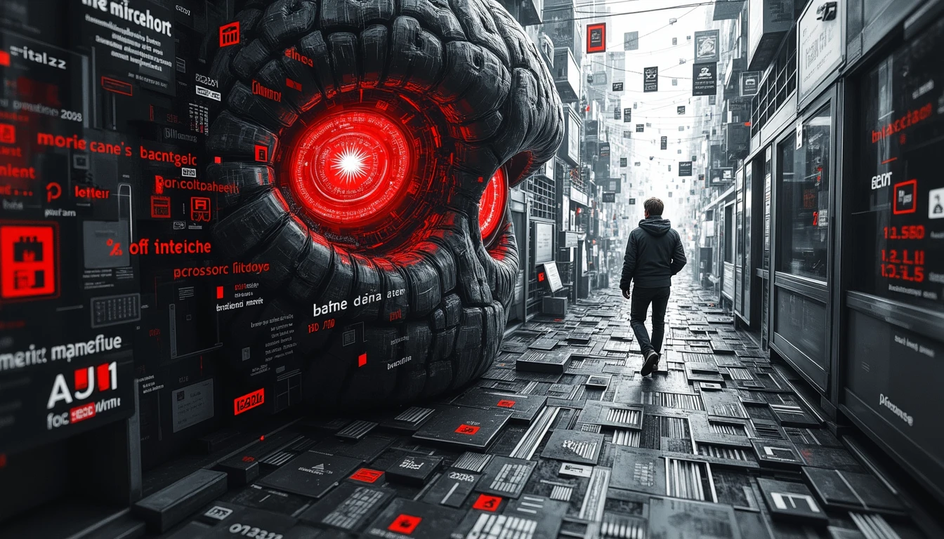 Researcher navigating complex AI decision maze