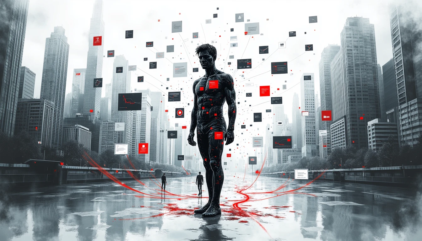 Human silhouette transforming conflict data into insights