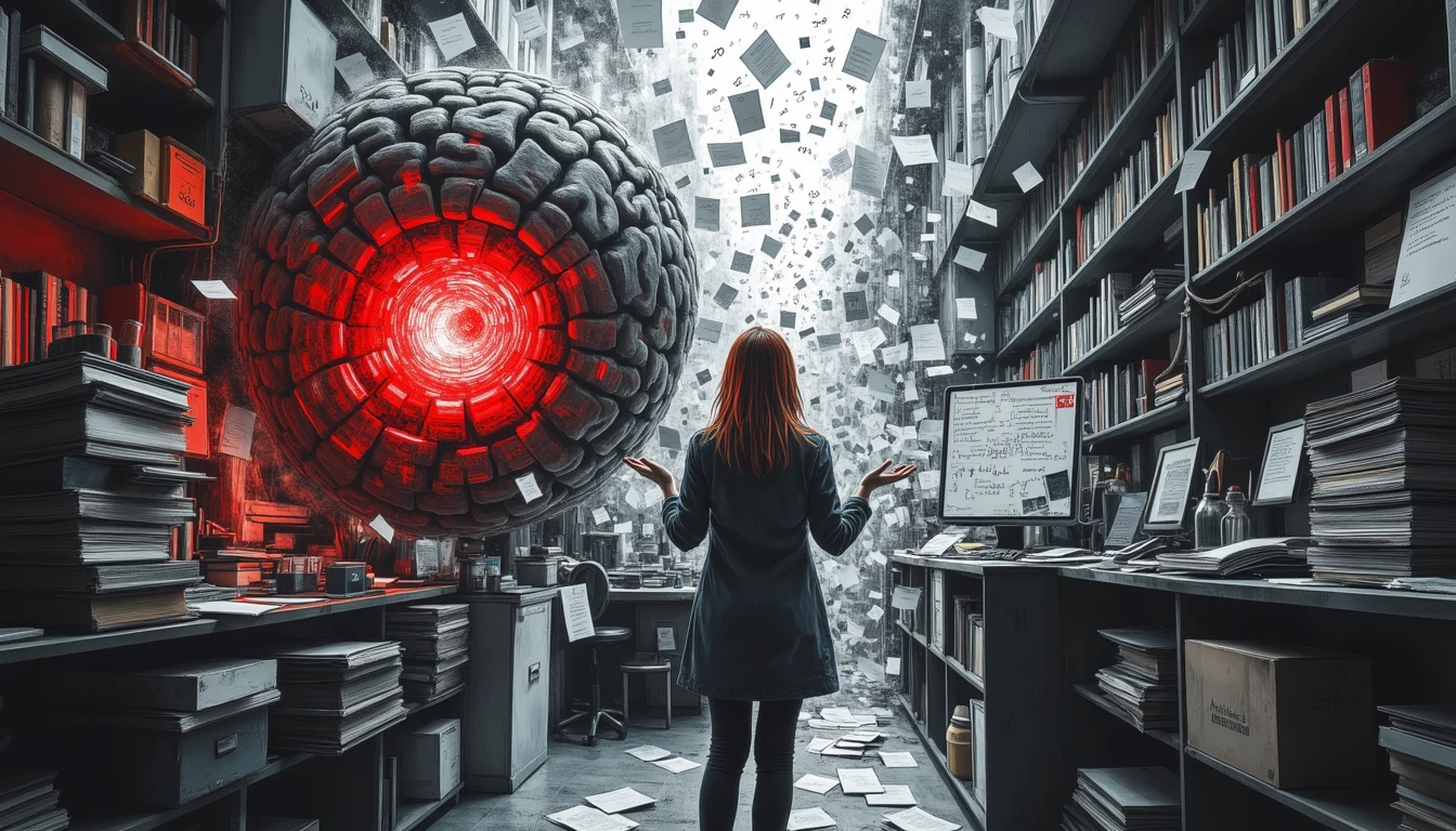 Scientist battling ethereal intelligence in chaotic lab