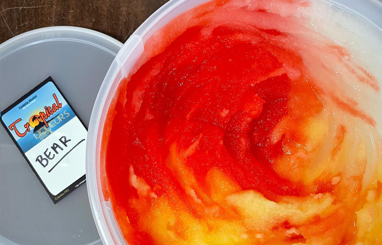 Get a frozen cocktail to go at Tropical Liqueurs in Columbia, MO.