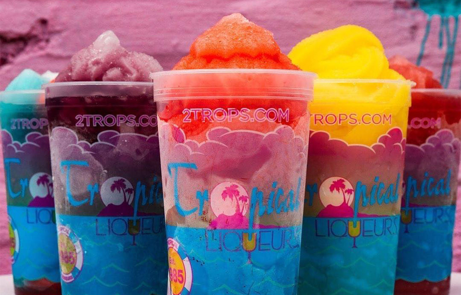 Hang out with friends with a frozen cocktail on Tropical Liqueurs outdoor patio in Columbia, MO.