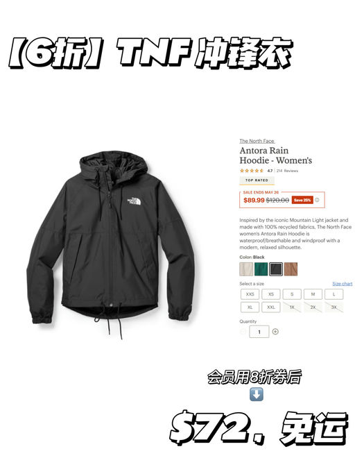 【Somi 类似款】TNF 冲锋衣，6折