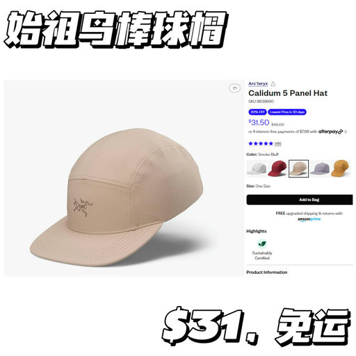 【喵喵春夏最爱】始祖鸟棒球帽，罕见折