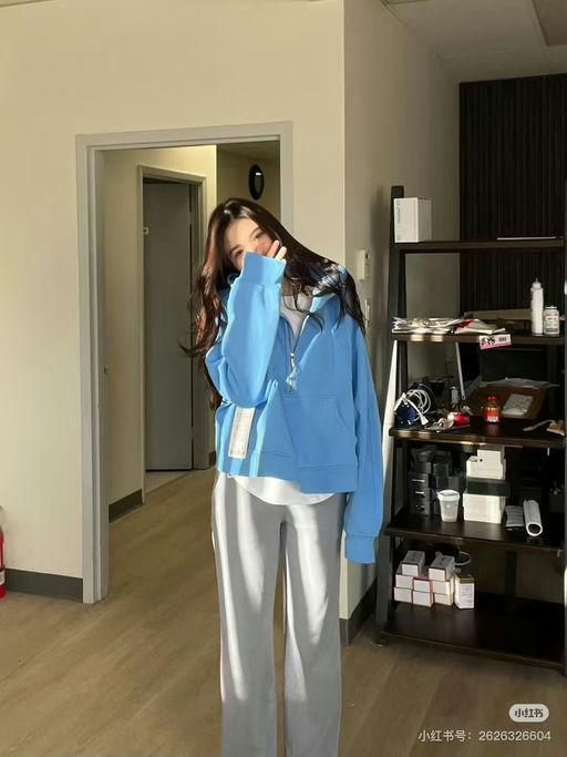 【超韩系航空蓝】Scuba立领半拉链