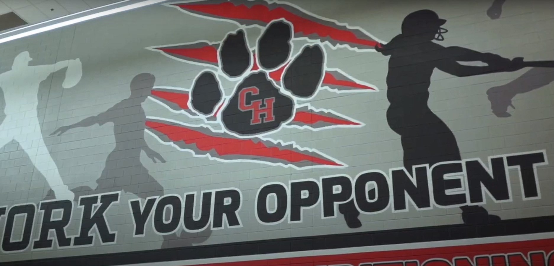 Mural of sports in Colleyville Heritage High School