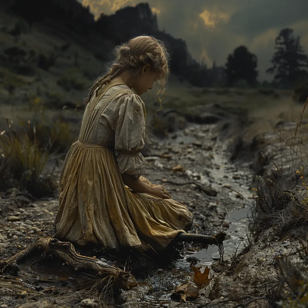 Gnarled root beside wagon ruts on Oregon Trail, witness to hardships.