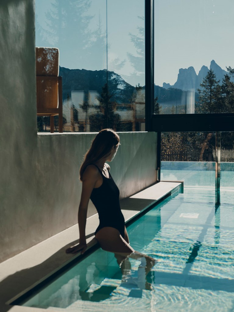 Forestis Dolomites - Luxury ski hotel gallery image 7 showing alpine architecture, interior design, or mountain views