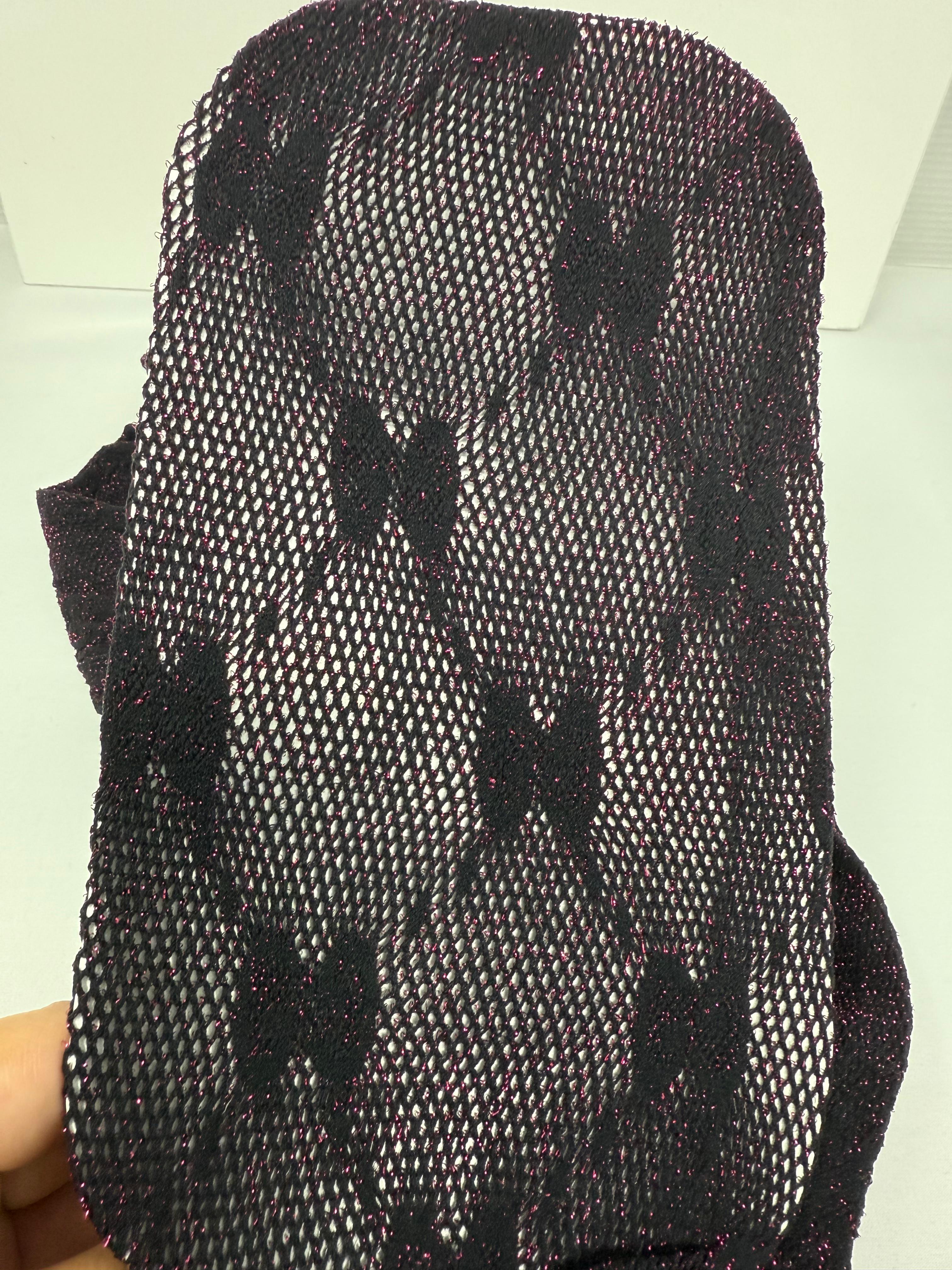 Gucci GG Bow Mesh Tights – Black with Metallic Thread