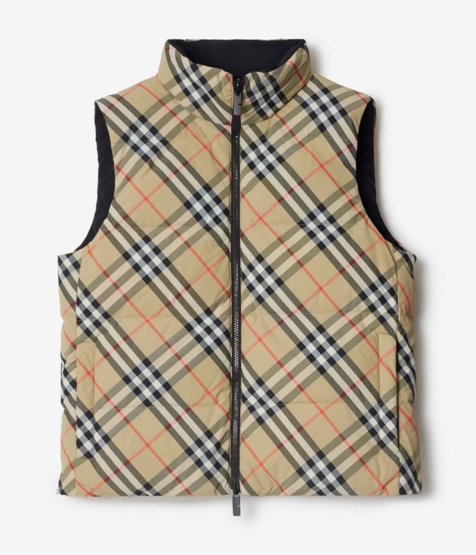 Burberry Vintage Check Puffer Vest – Beige