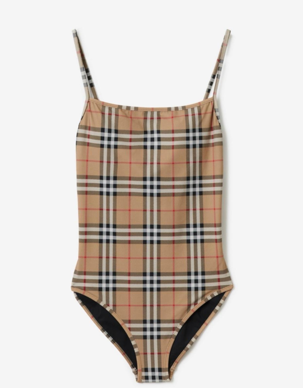 Burberry Vintage Check One-Piece Swimsuit – Beige