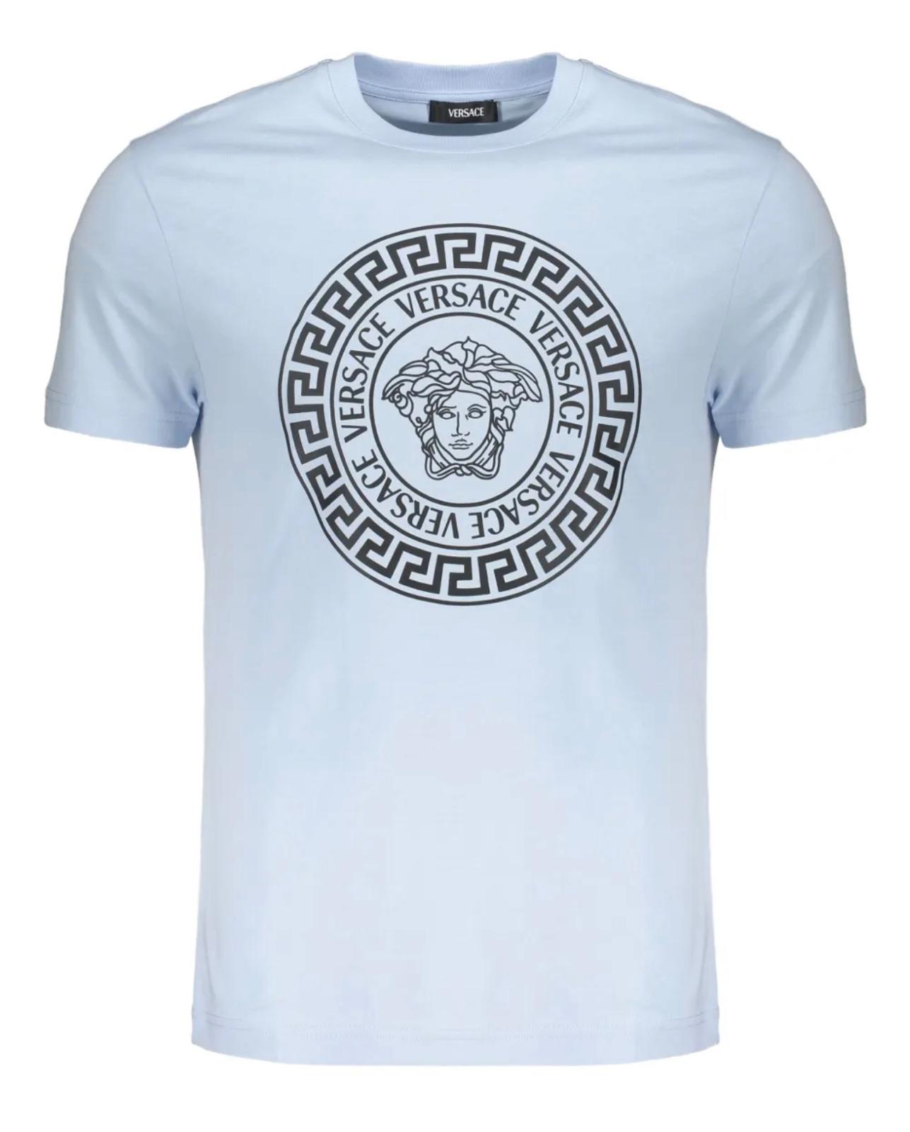 Versace Mens Ice Blue Medusa Emblem T-Shirt
