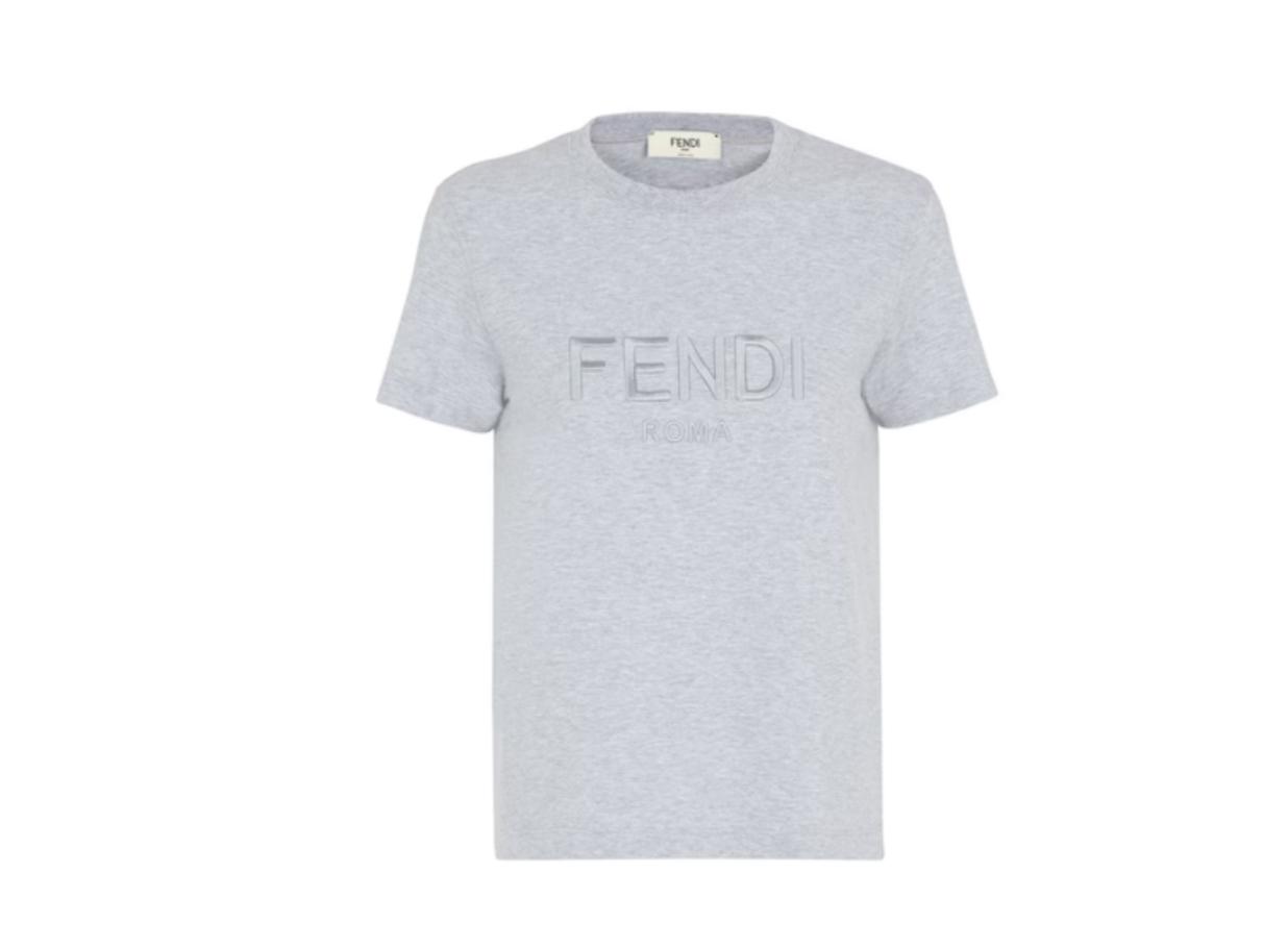 Fendi Women’s Embossed Logo T-Shirt – Gray