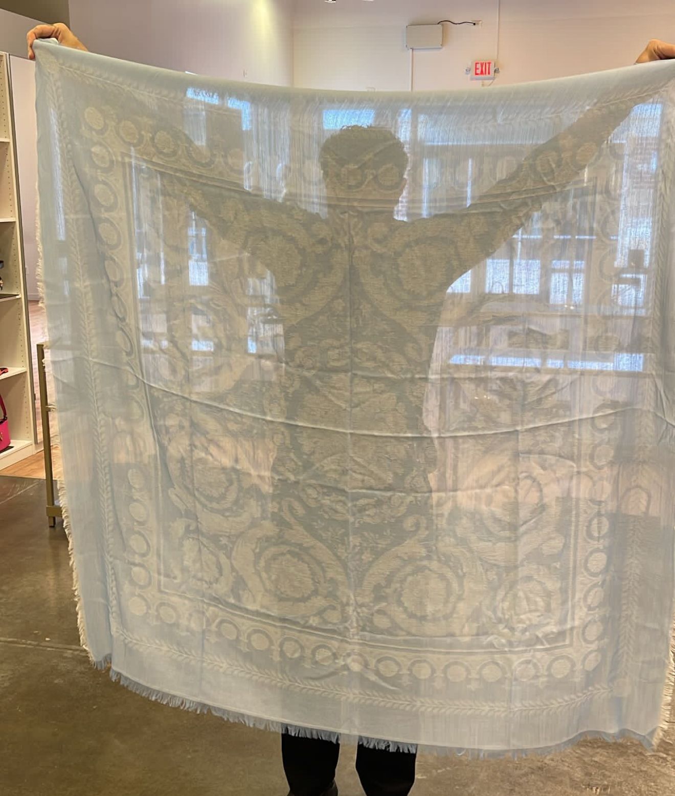 Versace Light Blue Baroque Shawl