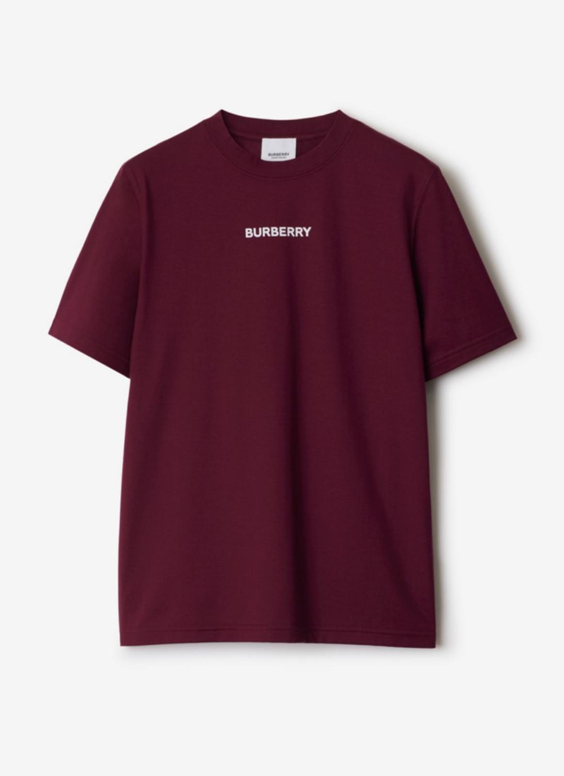 Burberry Burgundy Logo Cotton T-Shirt