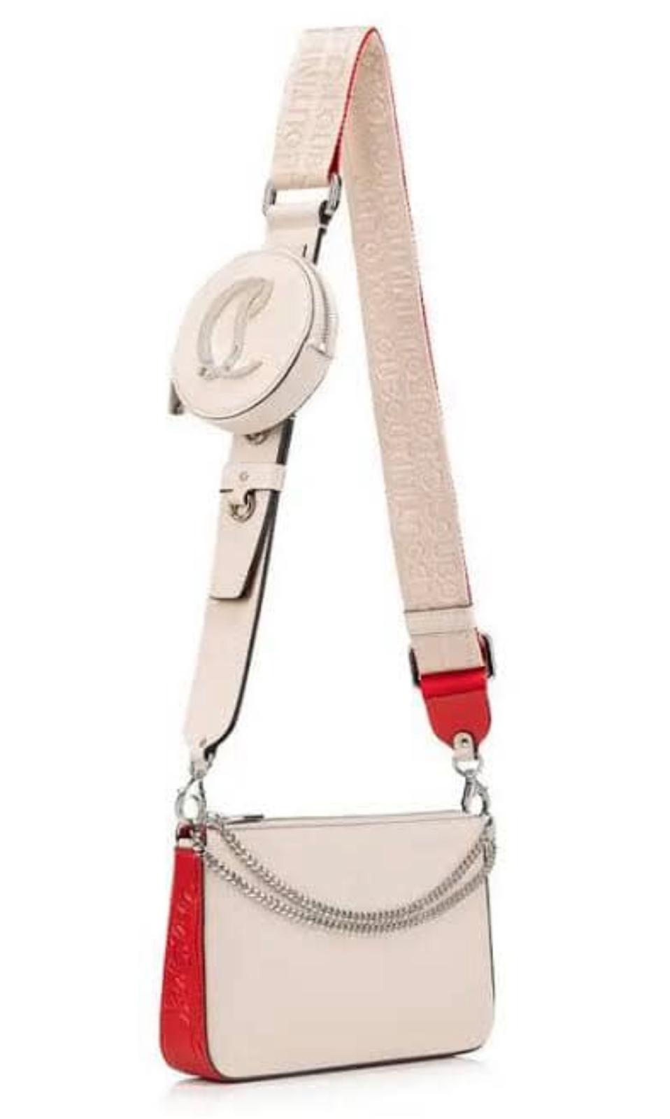 Christian Louboutin Elisa Crossbody with Coin Pouch (Beige-Red)
