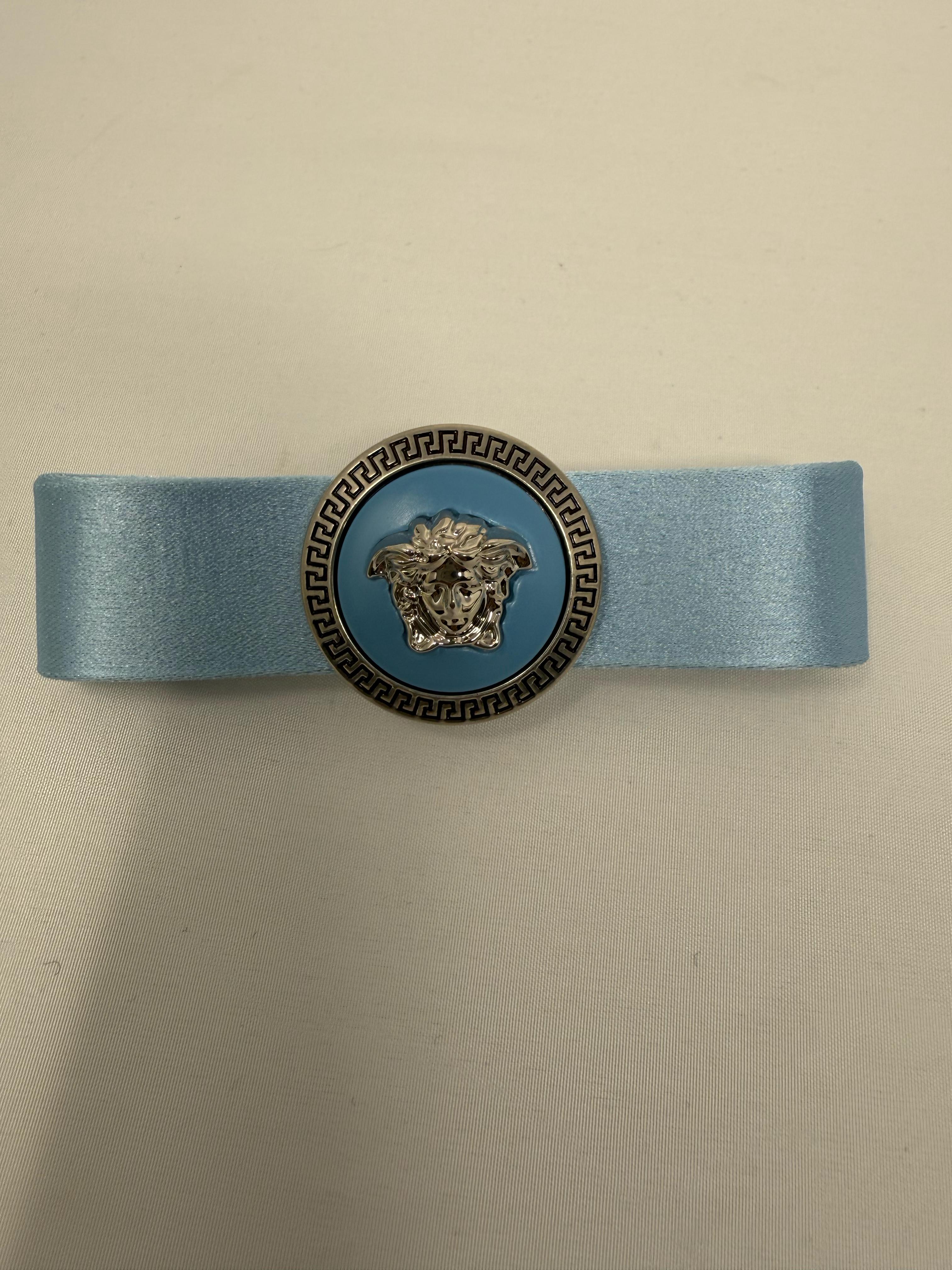 Versace Medusa Hair Clip – Light Blue Enamel