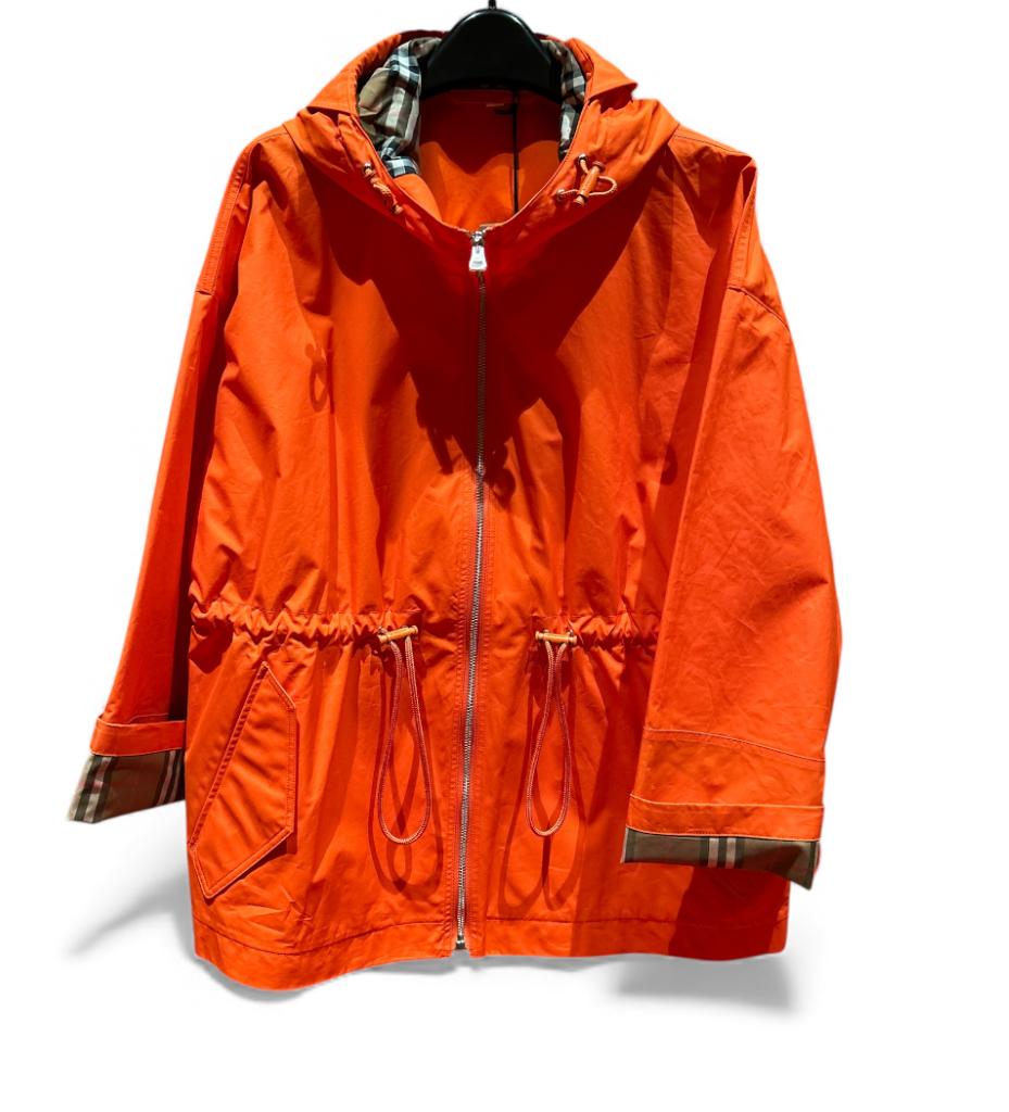 Vintage Orange Check Hooded Jacket