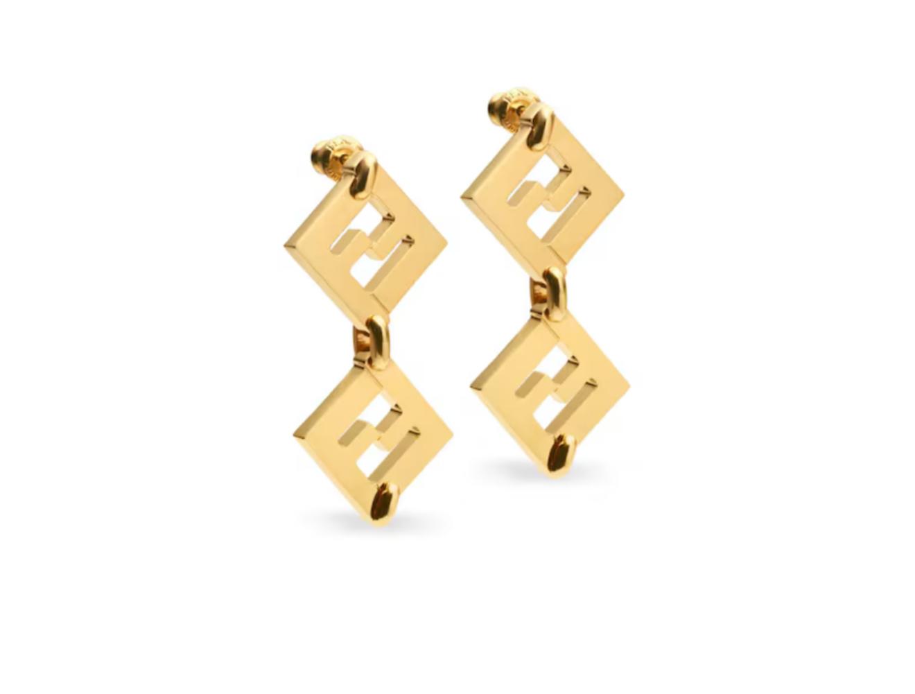 Fendi Women’s FF Double Logo Drop Earrings – Gold