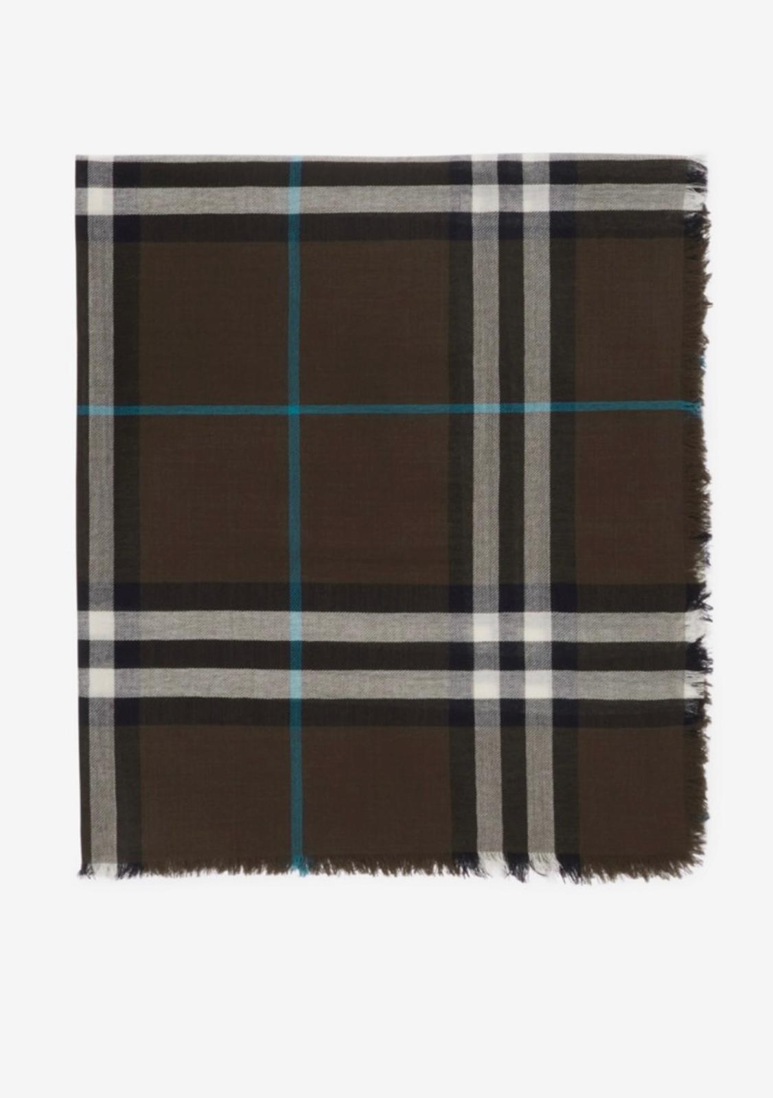 Burberry Dark Check Scarf with Blue Accent