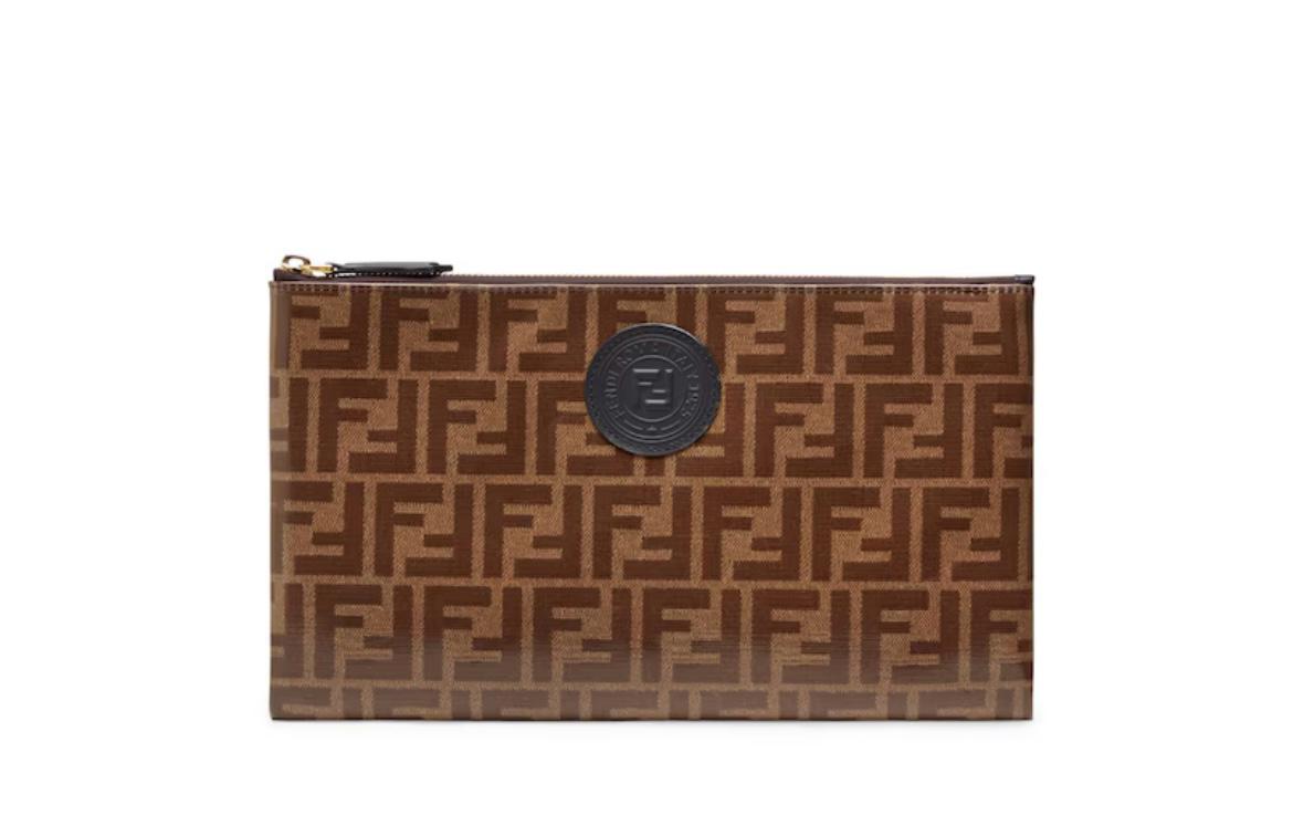 Fendi Zucca FF Logo Flat Pouch – Brown