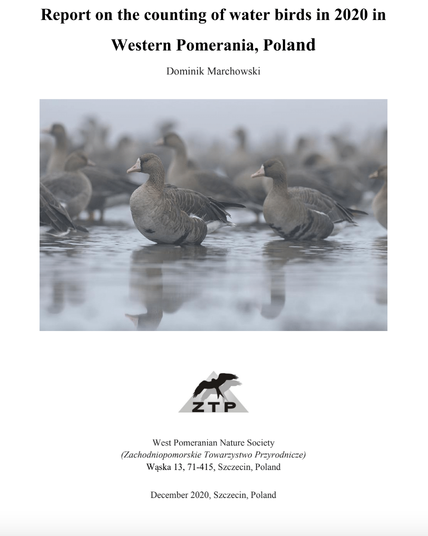Report on the counting of water birds in 2020 in Western Pomerania, Poland