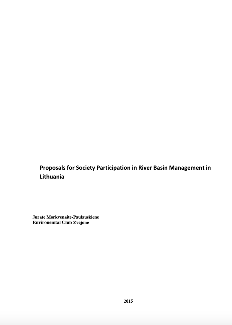 River Basin Management in Lithuania - Annex1 - Proposals for Society Participation