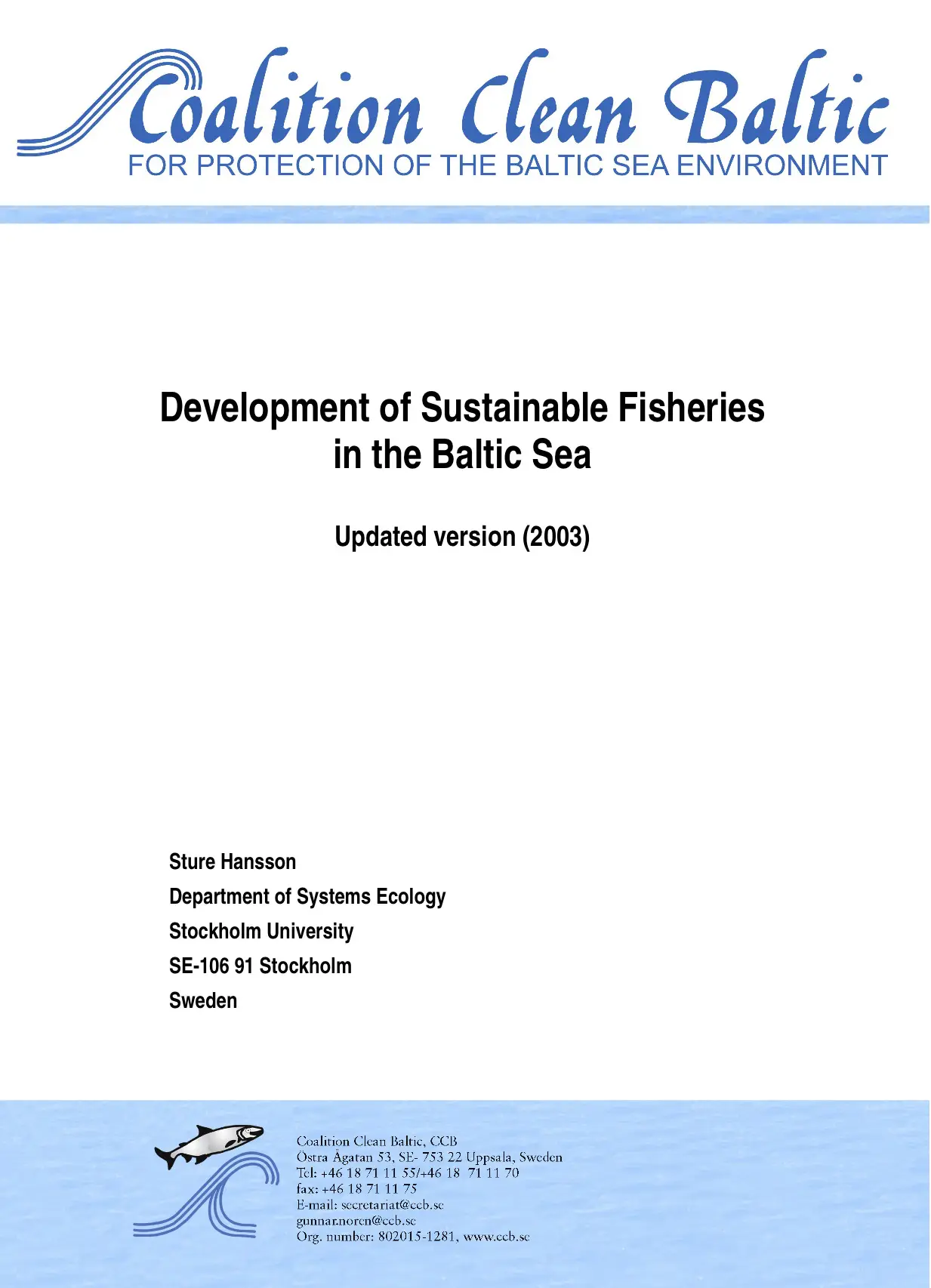 Development of Sustainable Fisheries in the Baltic Sea, updated version