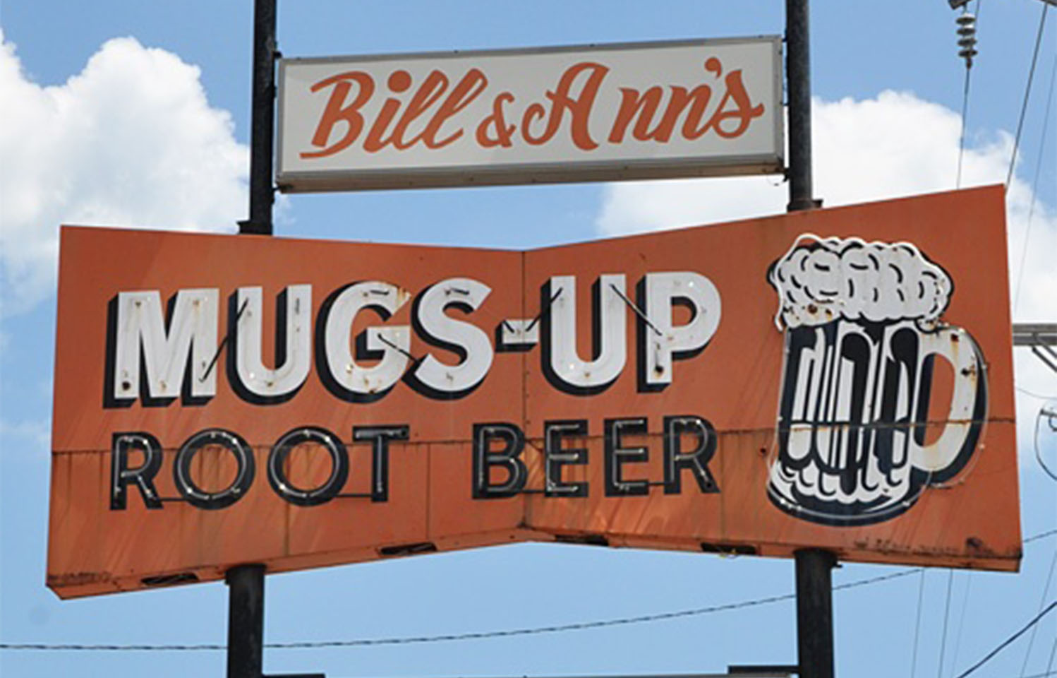 Cruise by Mugs Up Drive In for root beer floats, cheeseburgers, and chili in Columbia, MO.