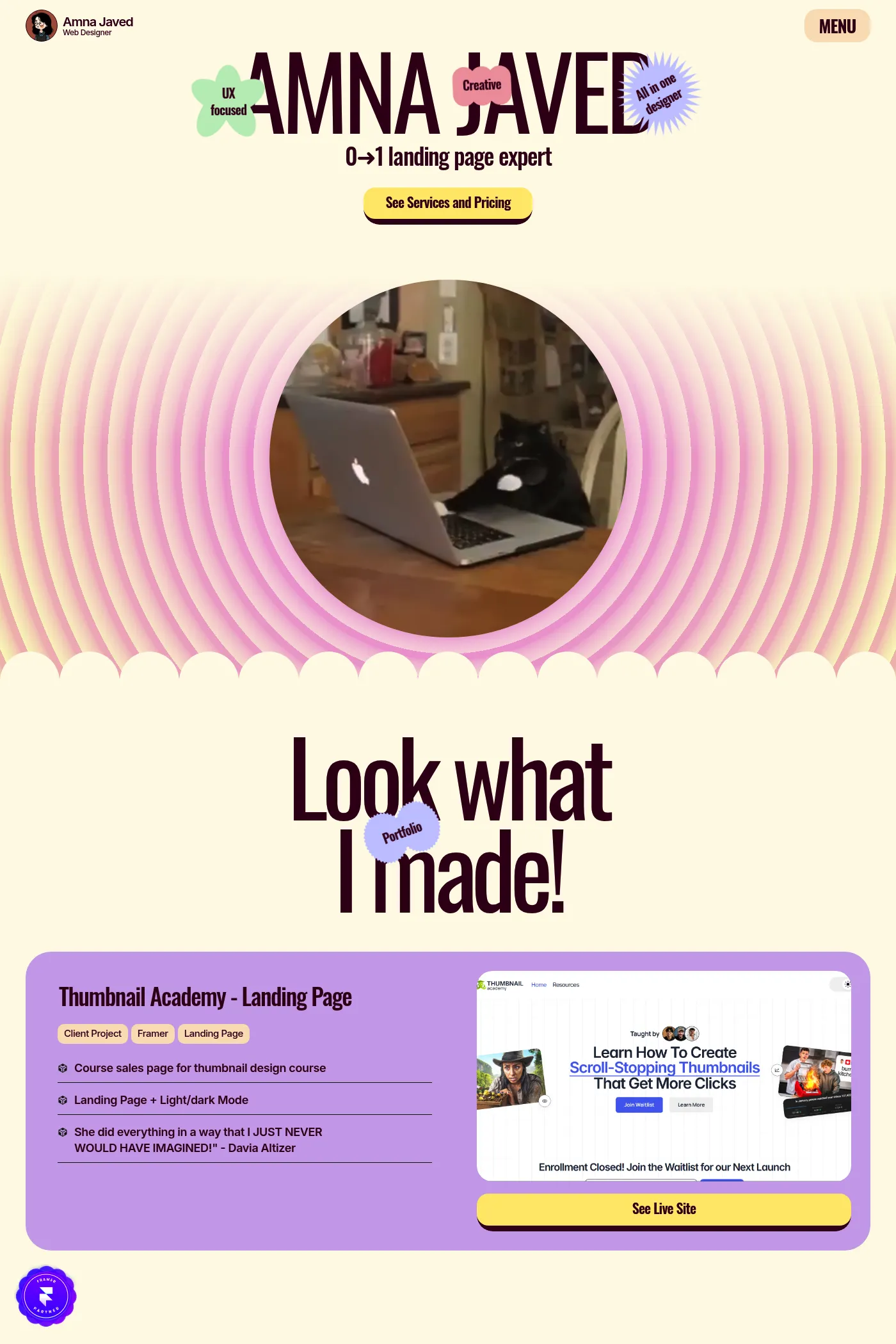 Amna Javed website screenshot