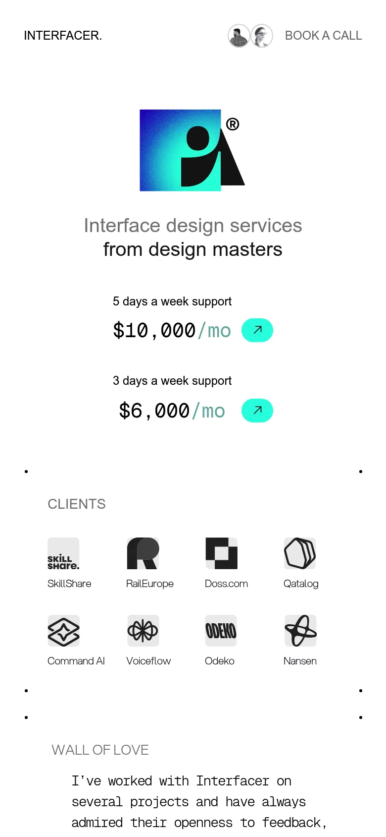 Interfacer mobile screenshot