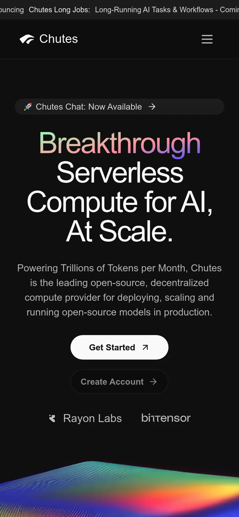 Chutes mobile screenshot