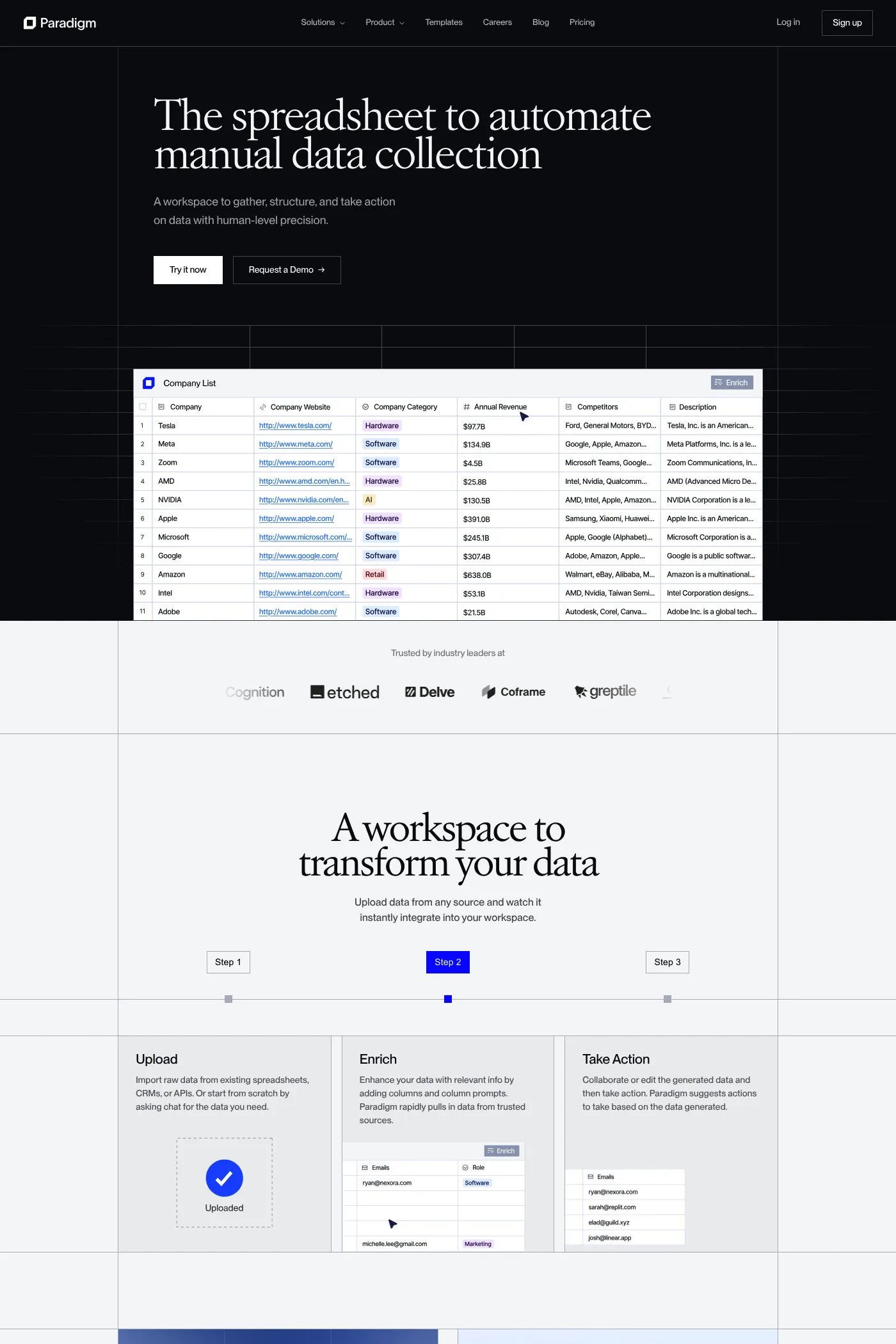 Paradigm website screenshot