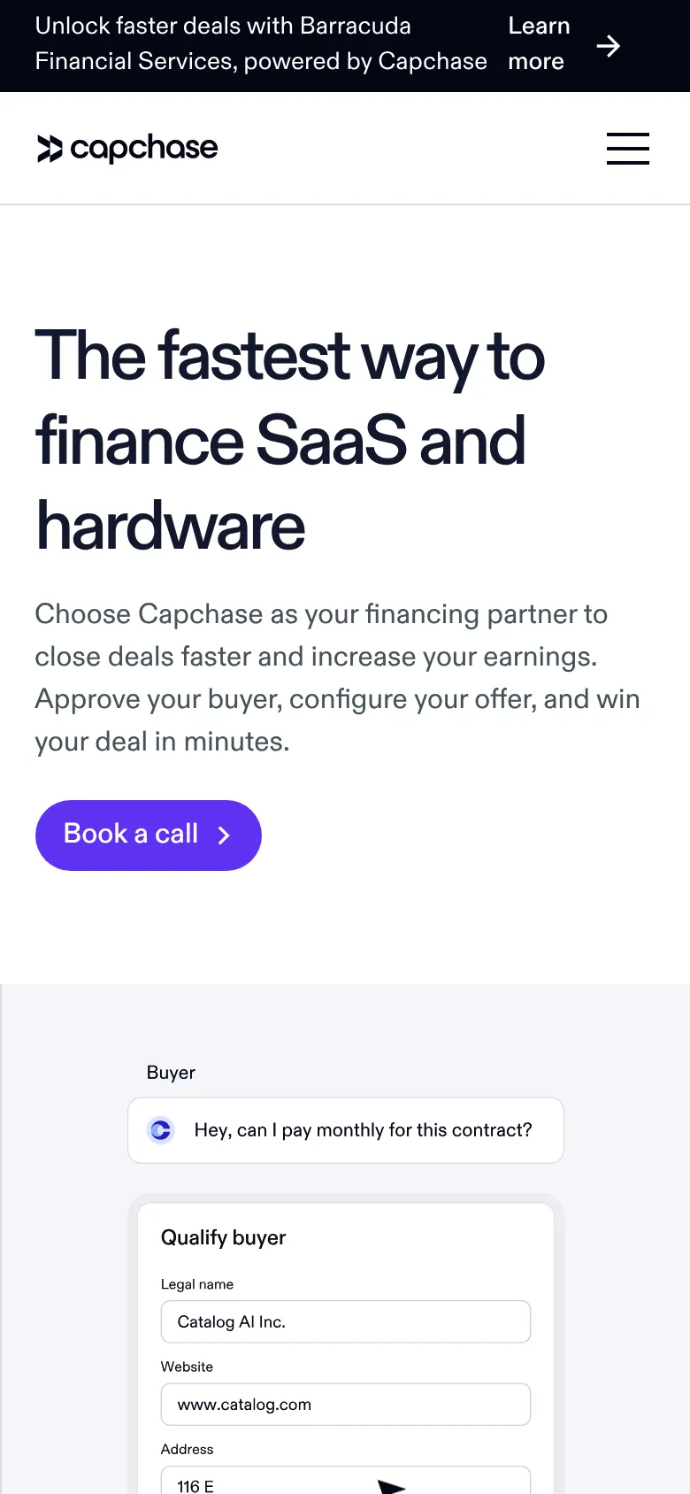 Capchase mobile screenshot
