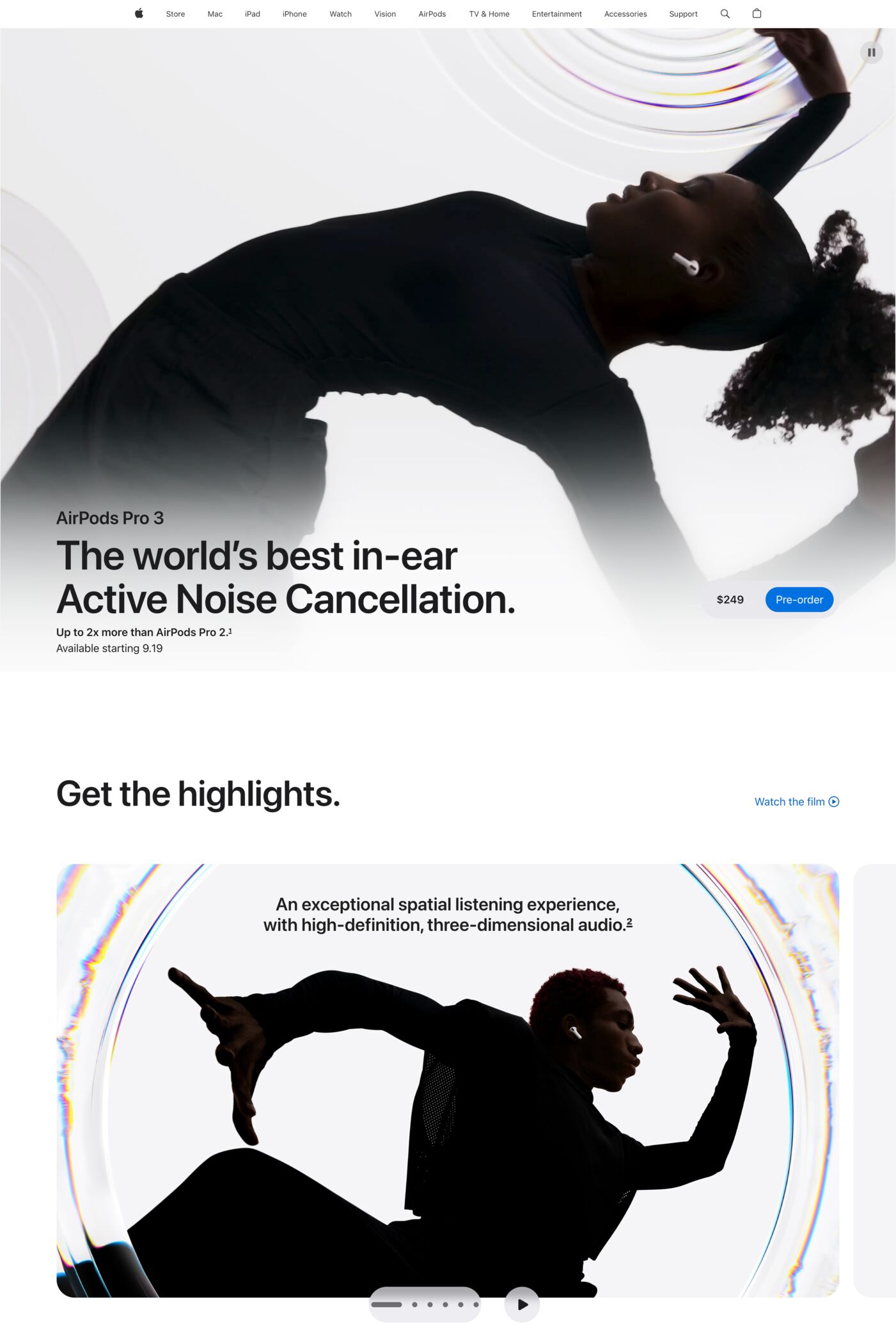 AirPods Pro 3  website screenshot
