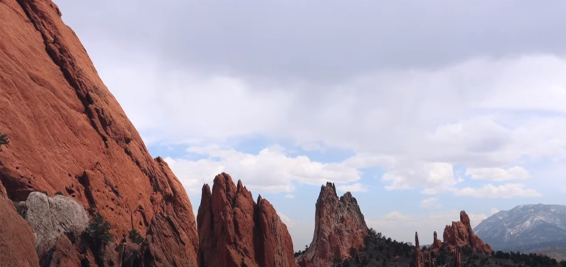 Beautiful red stone rock formations at Garden of the Gods Colorado Springs CO
